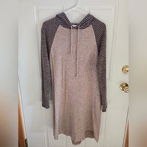 Chris & Carol Striped Sleeve Hooded Dress